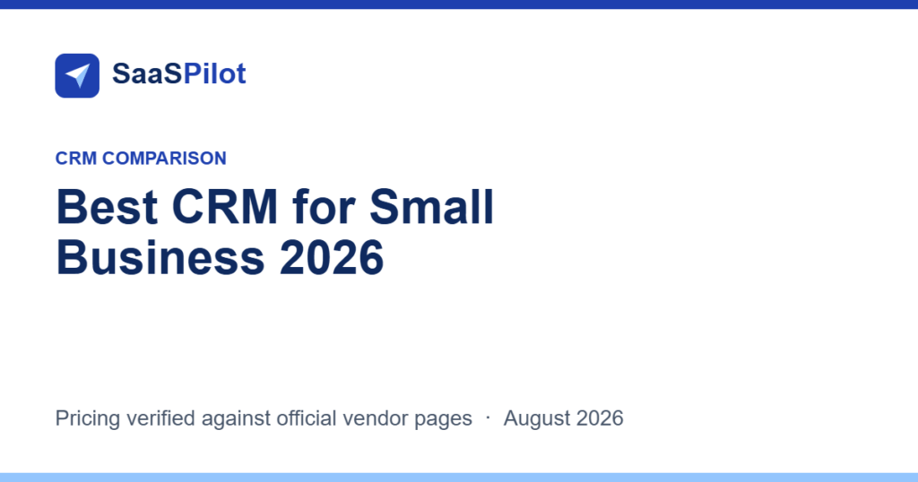 SaaSPilot Best CRM for Small Business 2026 comparison cover